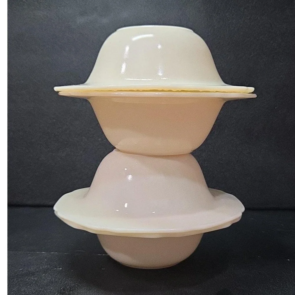 Indiana Glass Orange Blossom Dessert Bowls, Set‎ of 4, Vtg Off White Tableware